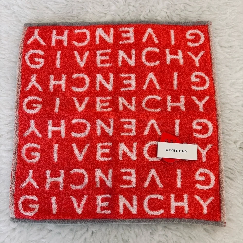 Givenchy Red  and White Hand Towel Size 10.5”